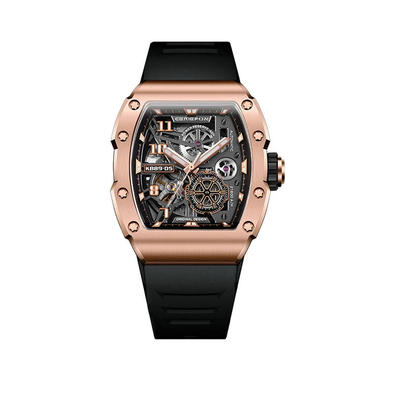 CERIEPON Automatic Mechanical Watch Men's Model Branded Hollowed Out Wine Barrel Shaped Men's Luminous Watches