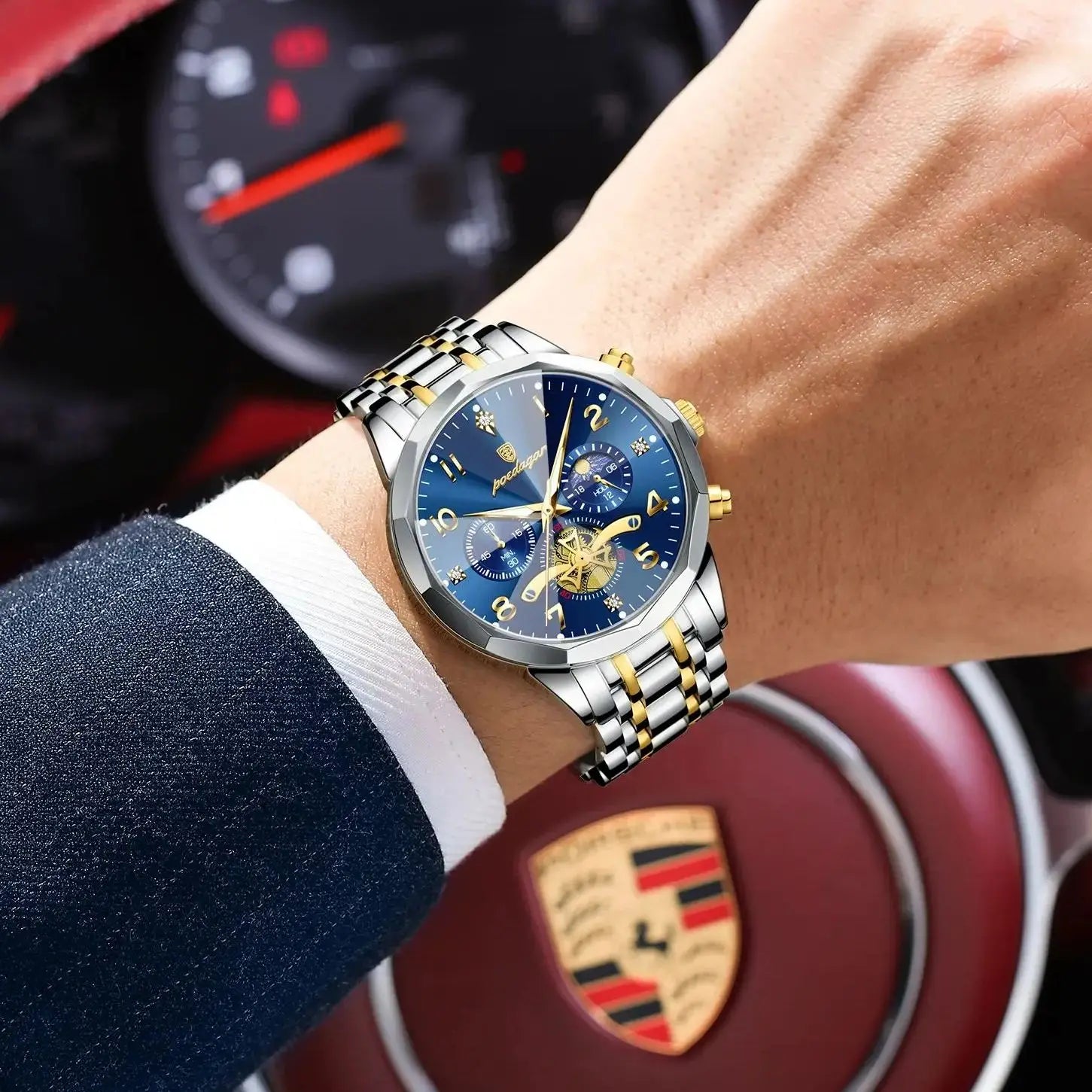 POEDAGAR Luxury Original Watch For Man Chronograph Waterproof Luminous Men Clock Quartz Stainless Steel Men's Watches Male Reloj