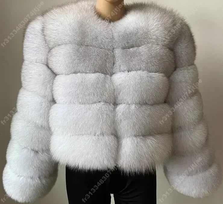 NEW Long Sleeve Faux Fur Coat 2025 Winter Women Fashion Thick Warm Fuzzy Coat Outerwear Female Gray/Black Fake Fur Jacket