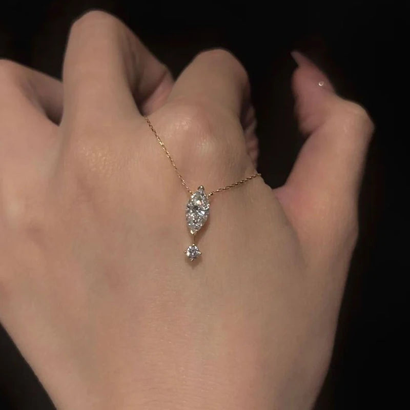 A women's necklace from Mila Jewelry made of a round-cut marquise stone of 1.1 carats,