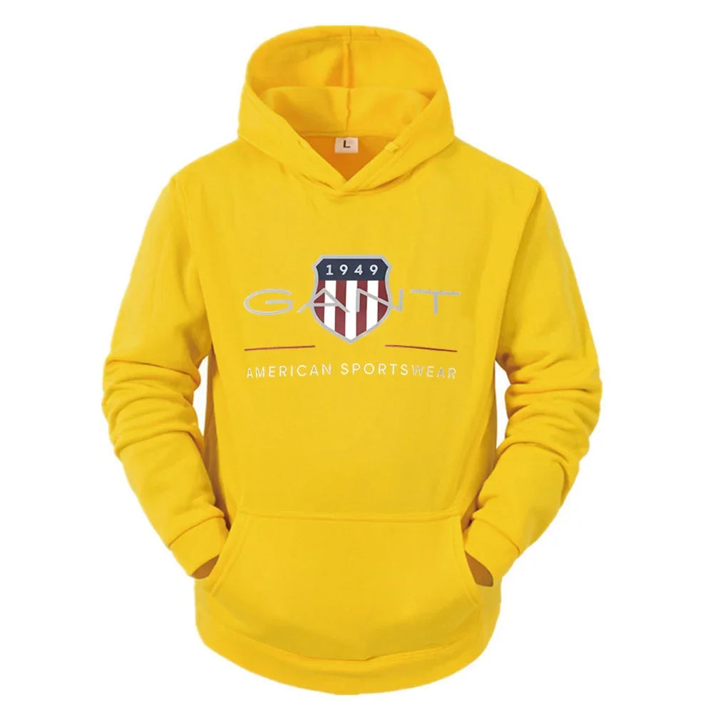 2025Solid Color Men's Hoodie Warm Men's Sweatshirt Fashion Street Casual Men's Loose Cool Sa 1949 Printed Pullover Brand Hoodie