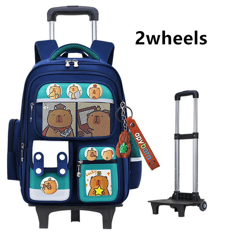 Children Trolley backpack wheels Student High capacity School bags Rolling schoolbags kids Trolley bookbag school wheeled bag