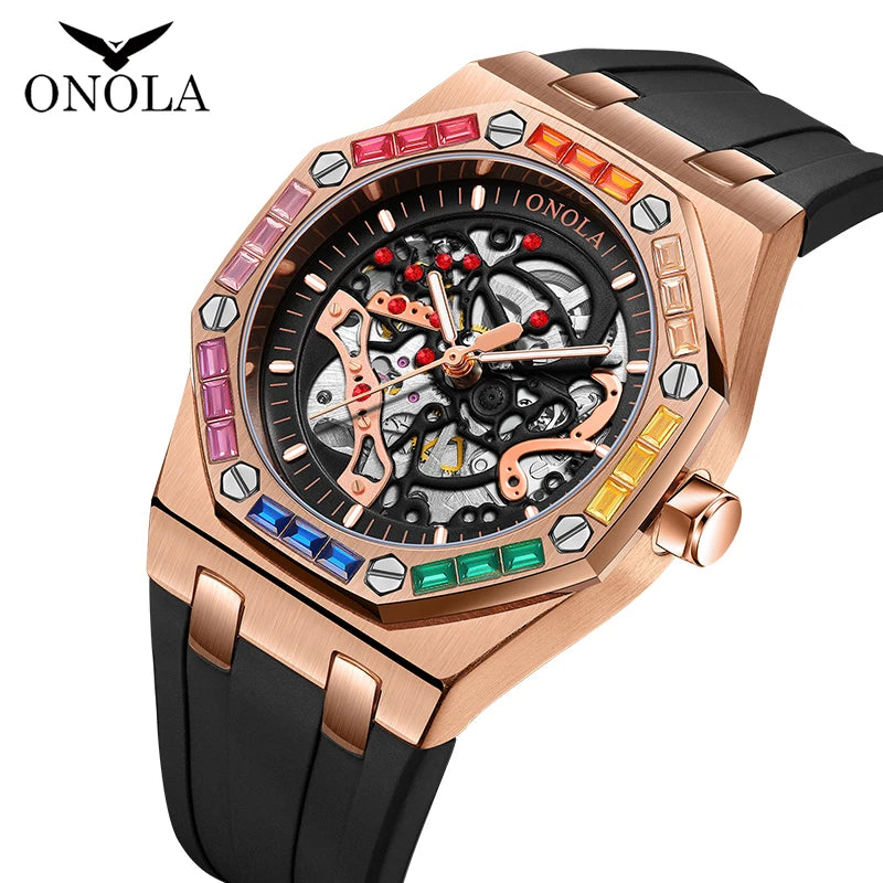 ONOLA Luxury Men Automatic Watchs Brand Business Men Mechanical Watch Military Luminous Waterproof Watch Men Wristwatch Clock