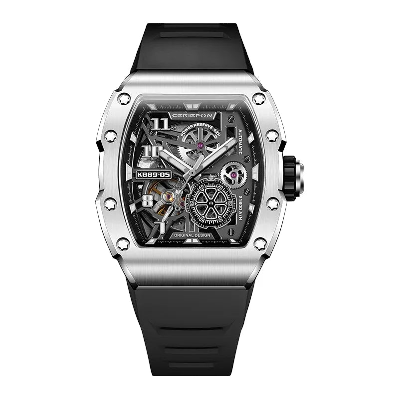 CERIEPON Automatic Mechanical Watch Men's Model Branded Hollowed Out Wine Barrel Shaped Men's Luminous Watches