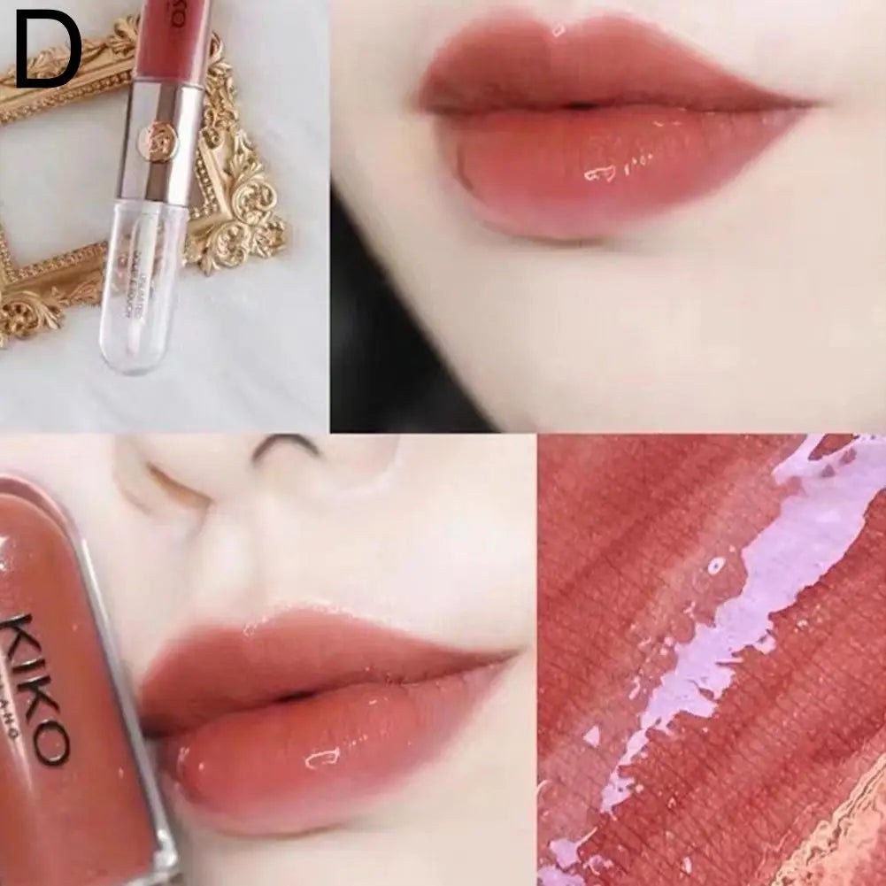 3D Mirror Moisturizing Double-ended Lip Gloss Lasting Moisturizing Glossy Transparent Lip Glaze Creates Natural Plump Lip Makeup