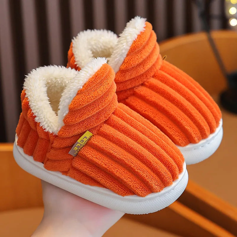 Smile Pop Winter Children's Cotton Slippers For Boys And Girls Non-slip Warm Slippers Children's Plush Home Baby Cotton Slippers