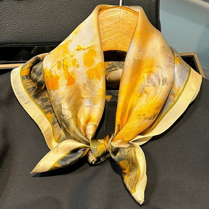 Scarf 100% Silk Bandana Women Square Scarves Wrap Kerchief Mulberry Spring Fashion Luxury High Quality Headband Hijab Shawls