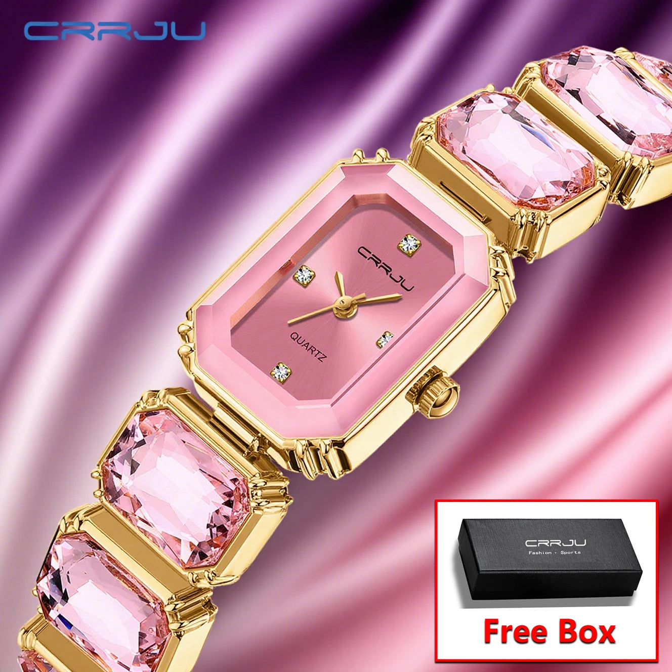 CRRJU Elegant Women Watches Fashion Rectangle Dial Quartz Wrist Watches Girls with Box Clock Reloj Hombre