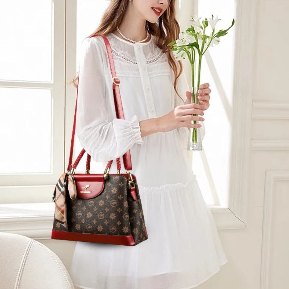 Knurling 3 Layers High Quality Pu Leather Shoulder Crossbody Bags for Women Messenger Bag Luxury Designer Handbags Sac A Main