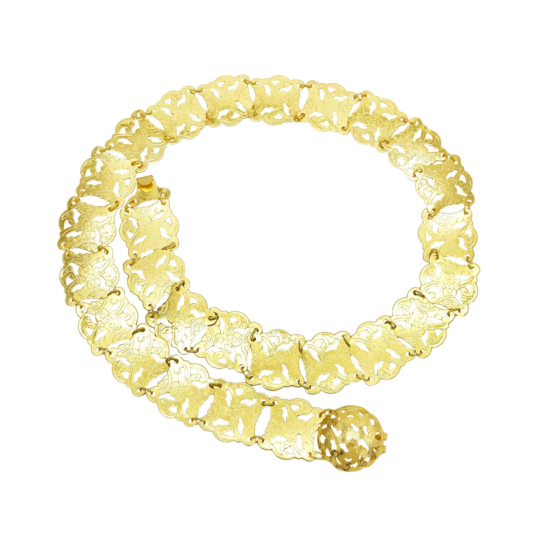 Indian Arab Metal Waist Chain Large French Coin Waist Belt Carved Flower Belly Chains Algeria Traditional Holiday Party Jewelry