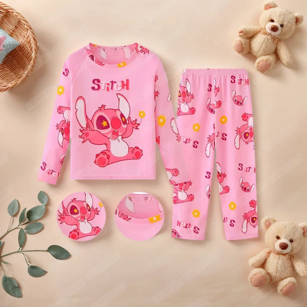 Kids Stitch Pajamas for Boys Girls Home Wear Kids Casual Sleepwear Long Sleeve Pajamas Bottoms Suit Christmas Gifts