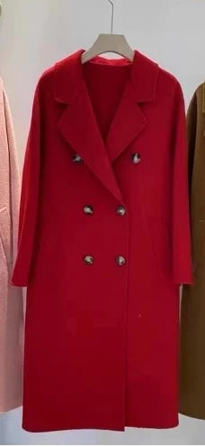 Wool Blends Autumn and Winter Luxury 2023 New Double-sided Cashmere Overcoat Women's Long Length High-end Lapel Coats with Belt