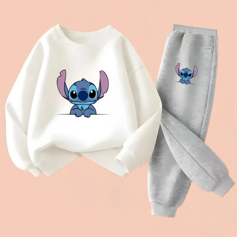2025  Fall New Style Children's Casual Sweatshirt Sets Kids Sweatpant Set Stitch Printed Boys Pullover and Trousers 2pcs Suit
