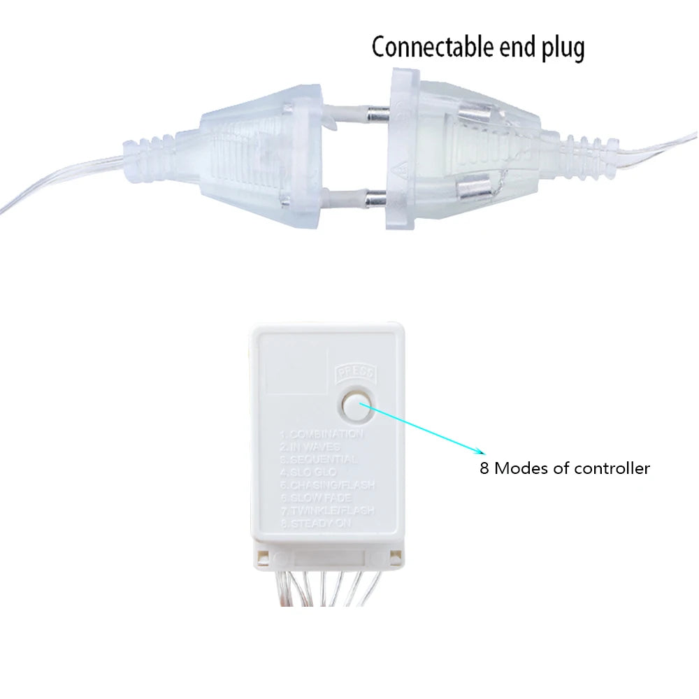 3.5M Star Curstain LED String Fairy Lights 138 LEDs Christmas Lights For Home Bedroom Window Outdoor Party Holiday Decoration