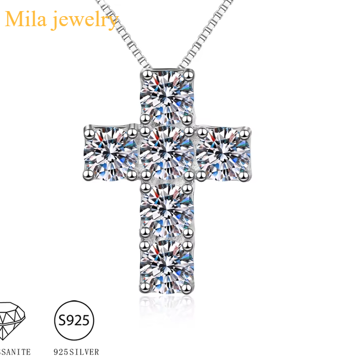 A 925 silver 3 carat moissanite cross personality fashion simple men's and women's high quality pendant necklace